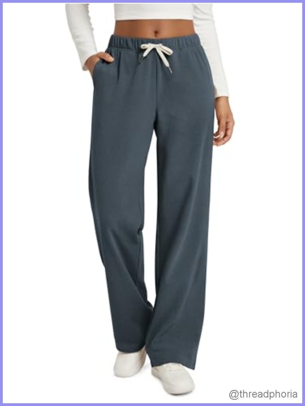 Cozy Brushed Fleece Straight Leg Lounge Pants High Waisted Sweatpants with